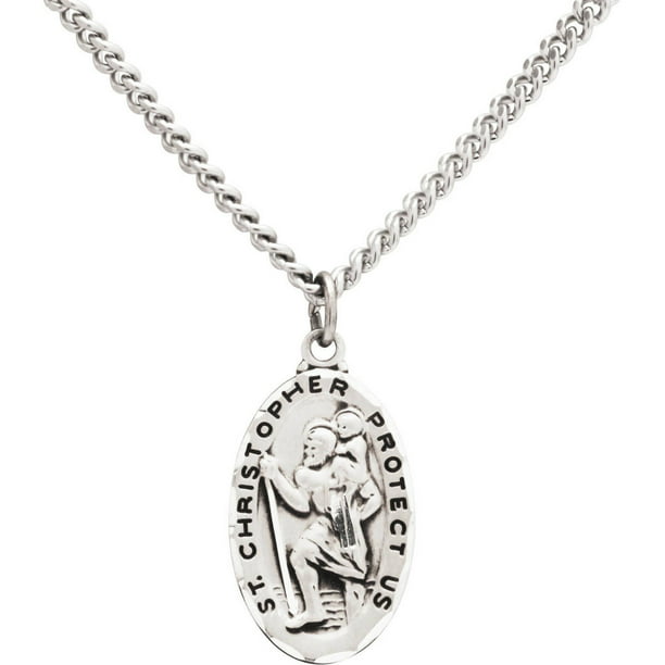 18-Inch Rhodium Plated Necklace with 6mm Rose Birthstone Beads and Sterling Silver Saint Christopher/Basketball Charm. 